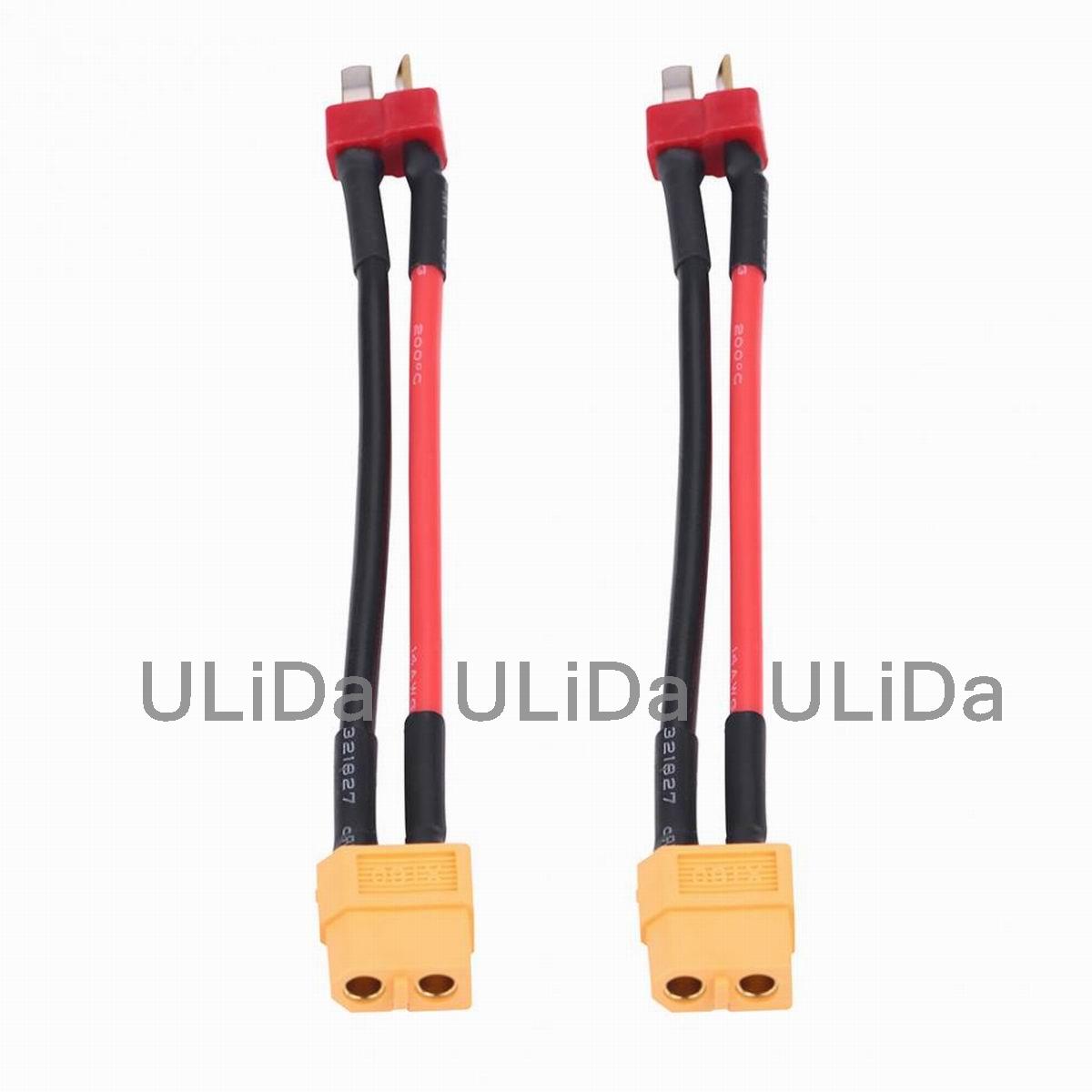 2 szt. XT60 / XT-60 kobiecy męski wtyk typu T (lub XT60 męski na żeński T) Adapter (styl dziekan) kabel do ładowarki 5CM 14AWG: Szampan