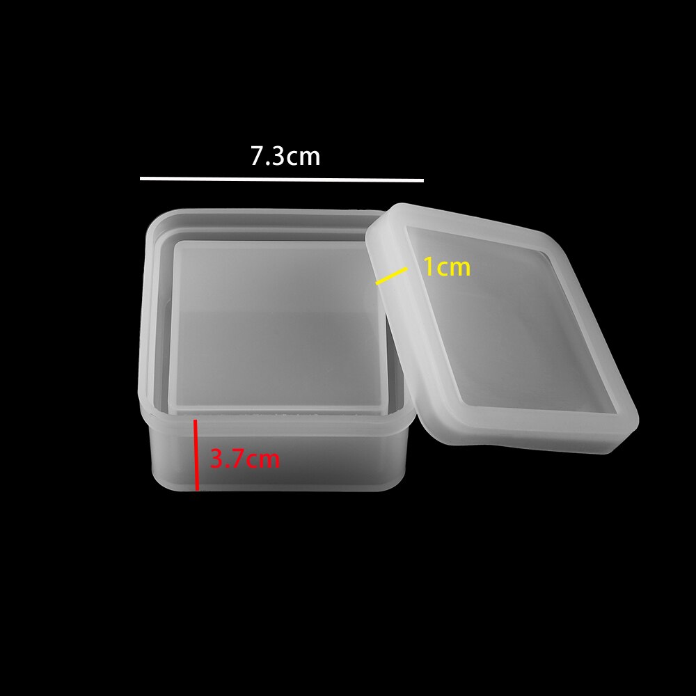 Caja de almacenamiento redonda de corazón, moldes de silicona cuadrados de cristal, molde de resina epoxi, caja de baratijas para manualidades DIY, herramientas de almacenamiento para fabricación de joyas