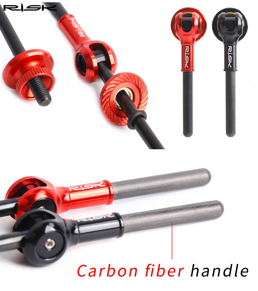 RISK Titanium Carbon Fiber Handle Skewers Only 40g Bicycle QR Skewer Lever 100/135mm For MTB Road Bike Wheel Hub Quick Skewers
