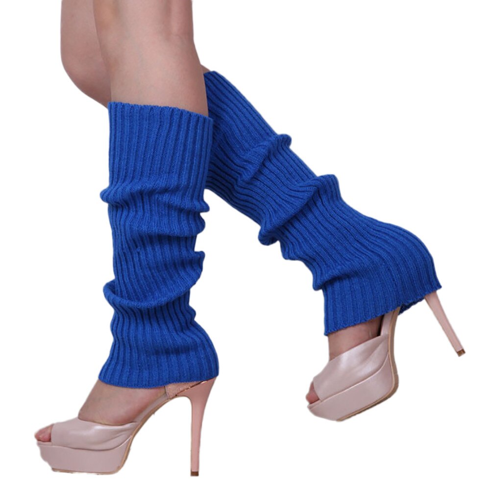 1Pair Women Kniting Leg Warmer Winter Knit Crochet Leg Warmers Fit For Sport Legging Lady Legging Foot Warmer: Blue