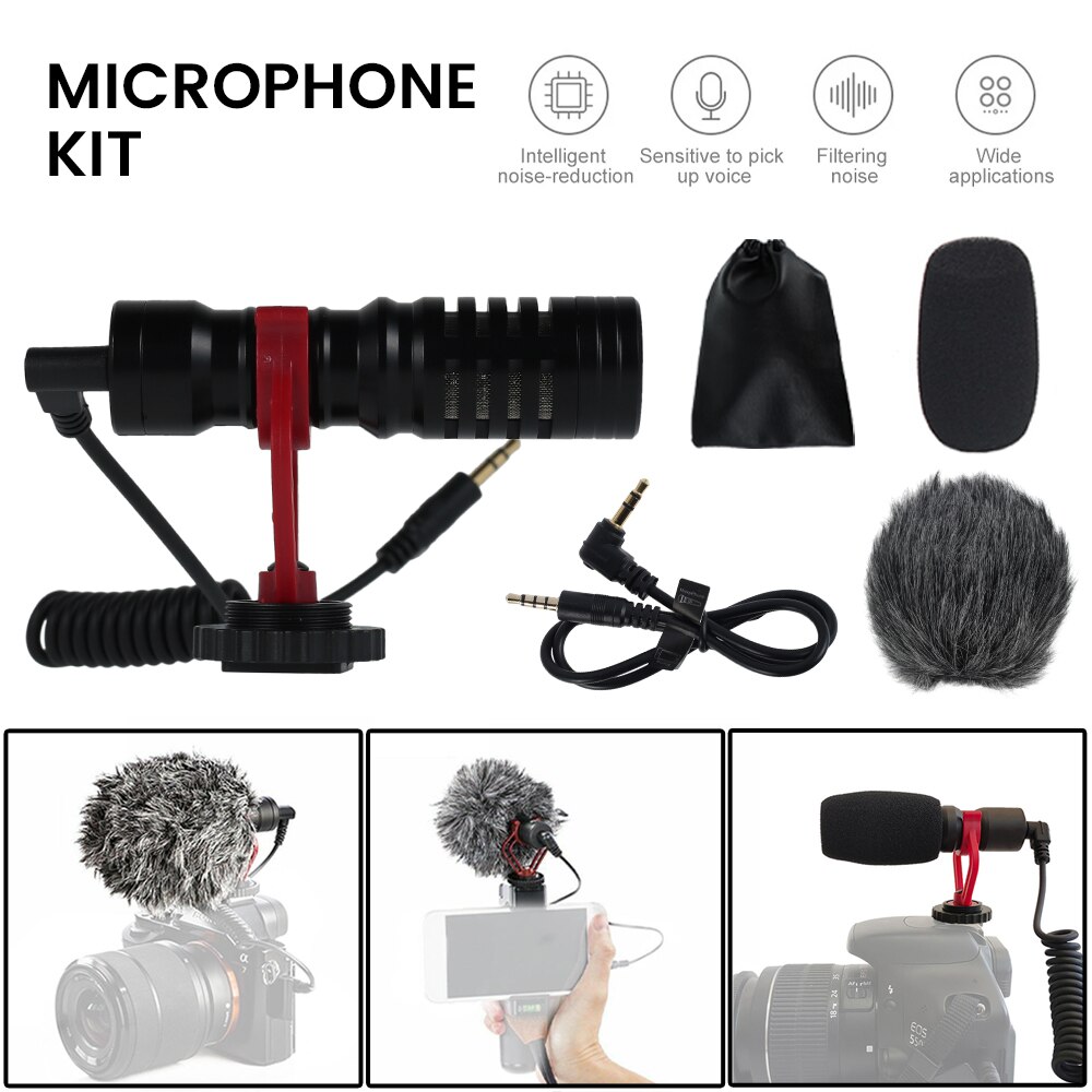 Condenser Microphone Kit 3.5mm Plug Home Stereo MIC Universal Recording Microphone Mic for SLR Cameras Camcorders Voice Recorder