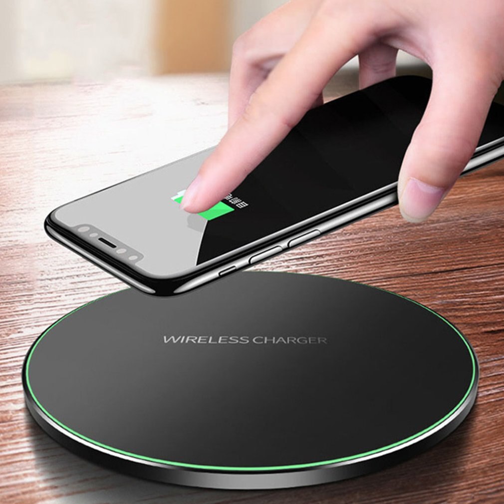 Ultra Slim Ronde Qi Draadloze Opladen Pad Snelle Oplader Voor Mobiele Telefoon Draagbare Mobiele Telefoon Oplader