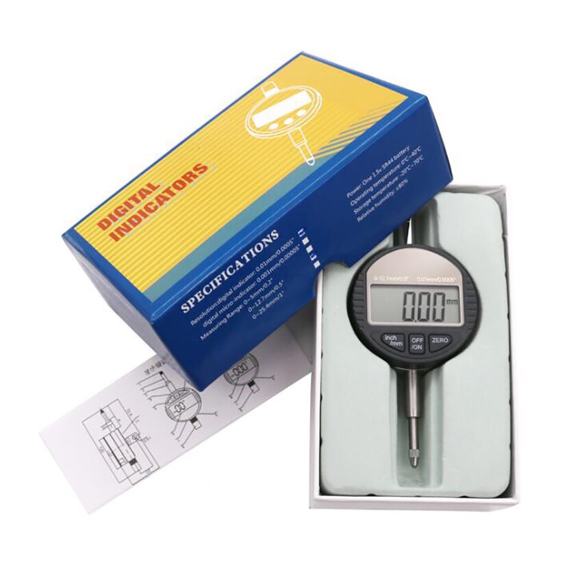0-12.7mm Electronic Digital Dial Indicator Gauge Inch/Metric Conversion, Resolution: 0.001mm / 0.01mm Digital Probe Indicator