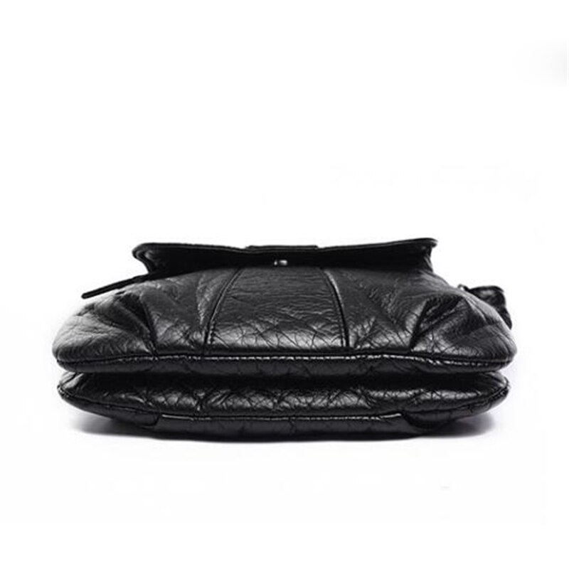 Petit sac à main noir en cuir PU lavé pour femmes, sacoche à bandoulière souple