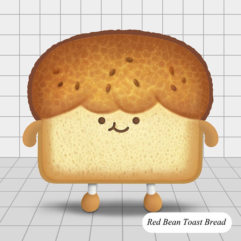 Nette Toast Brot Plüsch Kissen Plüsch Spielzeug Schwarz Brot Ananas Brötchen Schokolade Soße Erdbeere Marmelade Toast Brot Weiche Angefüllte Spielzeug: L / B-rot Bohne Brot