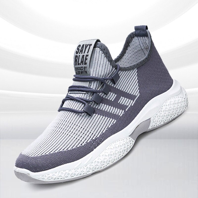 Casual schoenen heren antislip heren sneakers comfortabele herenschoenen goedkope heren veterschoenen wild mesh ademende herenschoenen: Grijs / 7