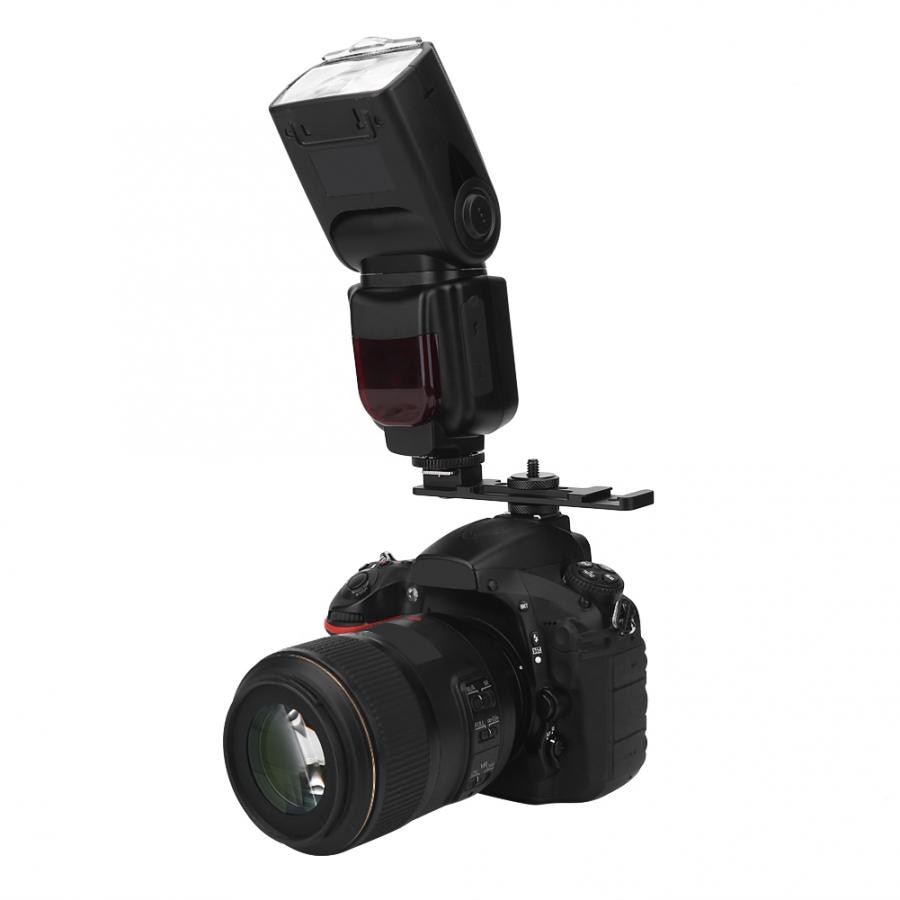 flash accessories Acouto Aluminum Alloy Camera Dual Shoe Extension Bar, Flash/Microphone Mount Bracket Photography