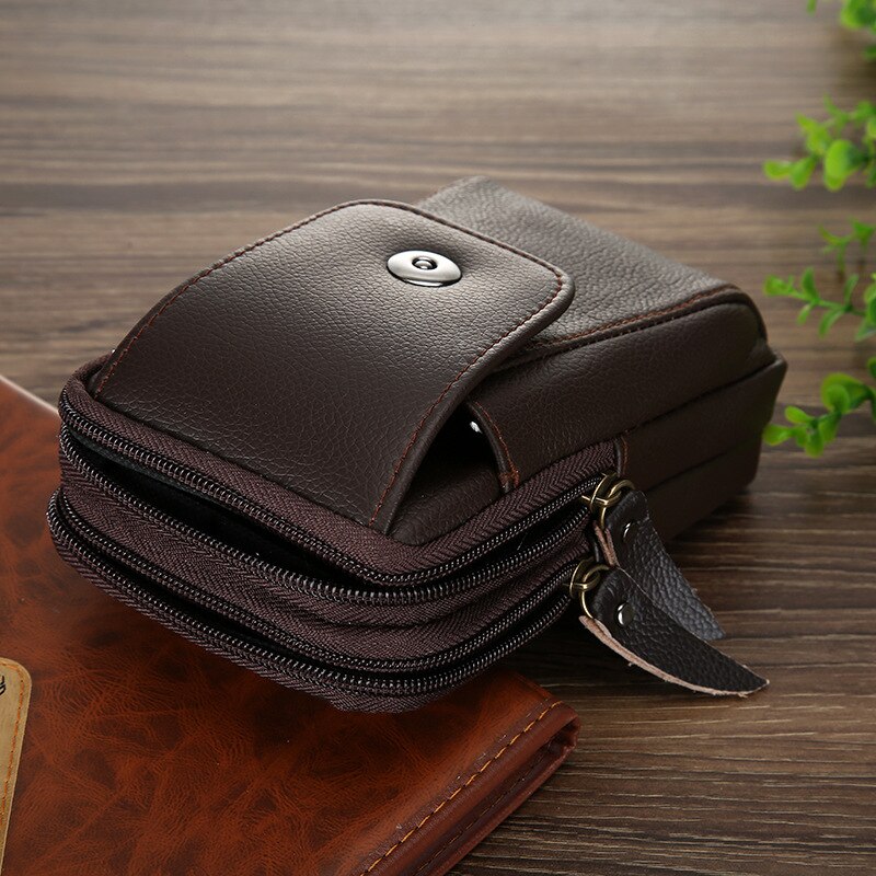 Men's double zipper mobile phone bag coin purse capacity waist bag construction site outdoor casual men wear belt