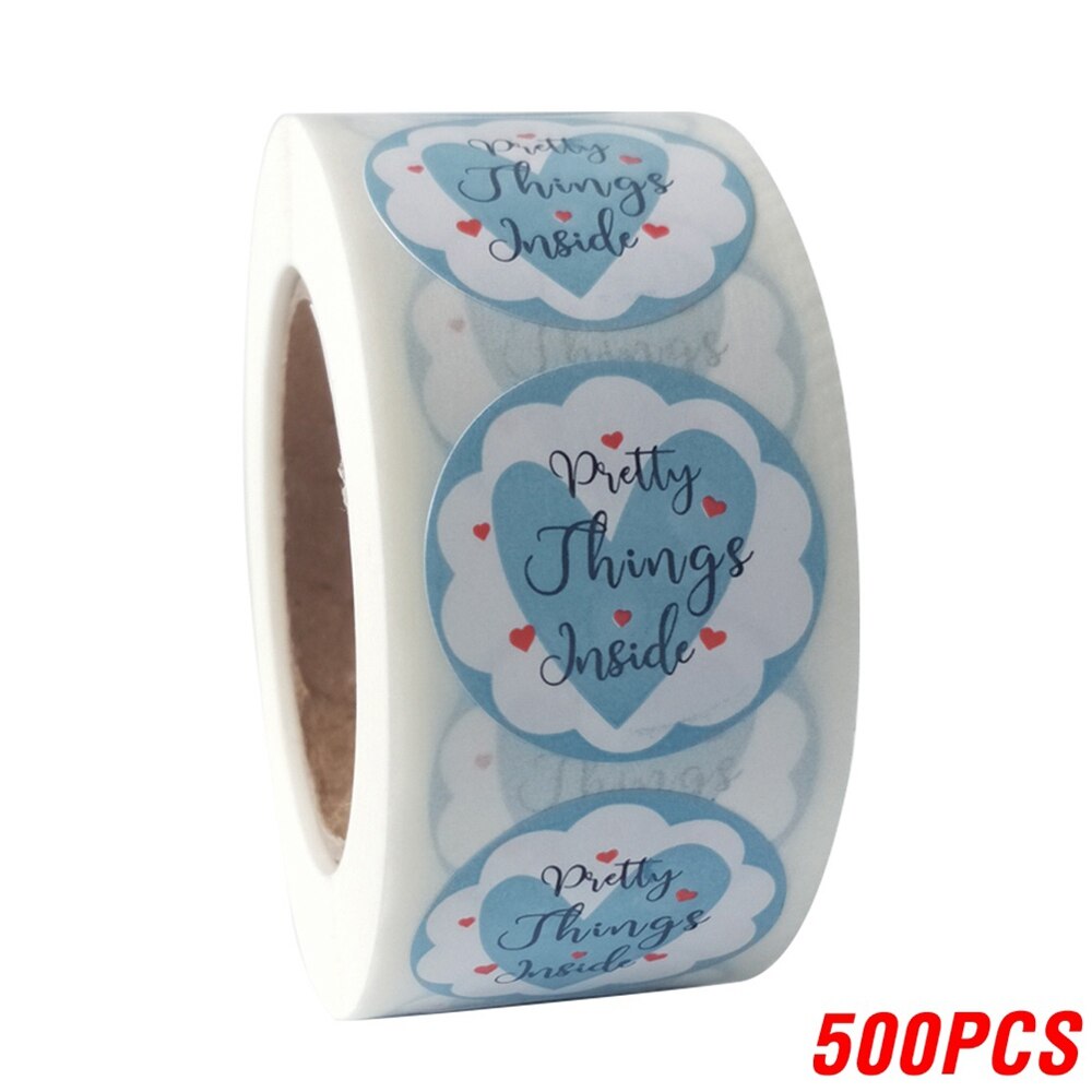 100-500pcs Round "Pretty Things Inside" Stickers Seal Labels Baby Shower Decor Baking Package Envelope Stationery Sticker: QY643-500pcs
