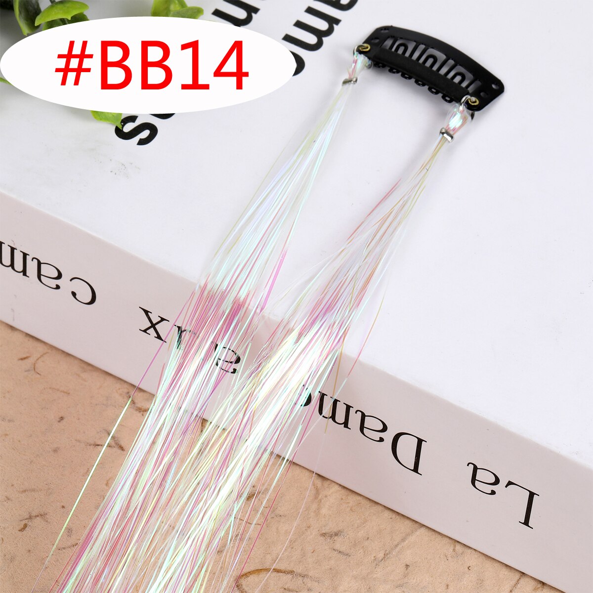 20 Colors Long Straight Hair Tinsel Bright Hair Extention Glitter Clip Hairpiece Sparkling Shiny Clip In Hair Tinsel Tools: 1pc colorBB14