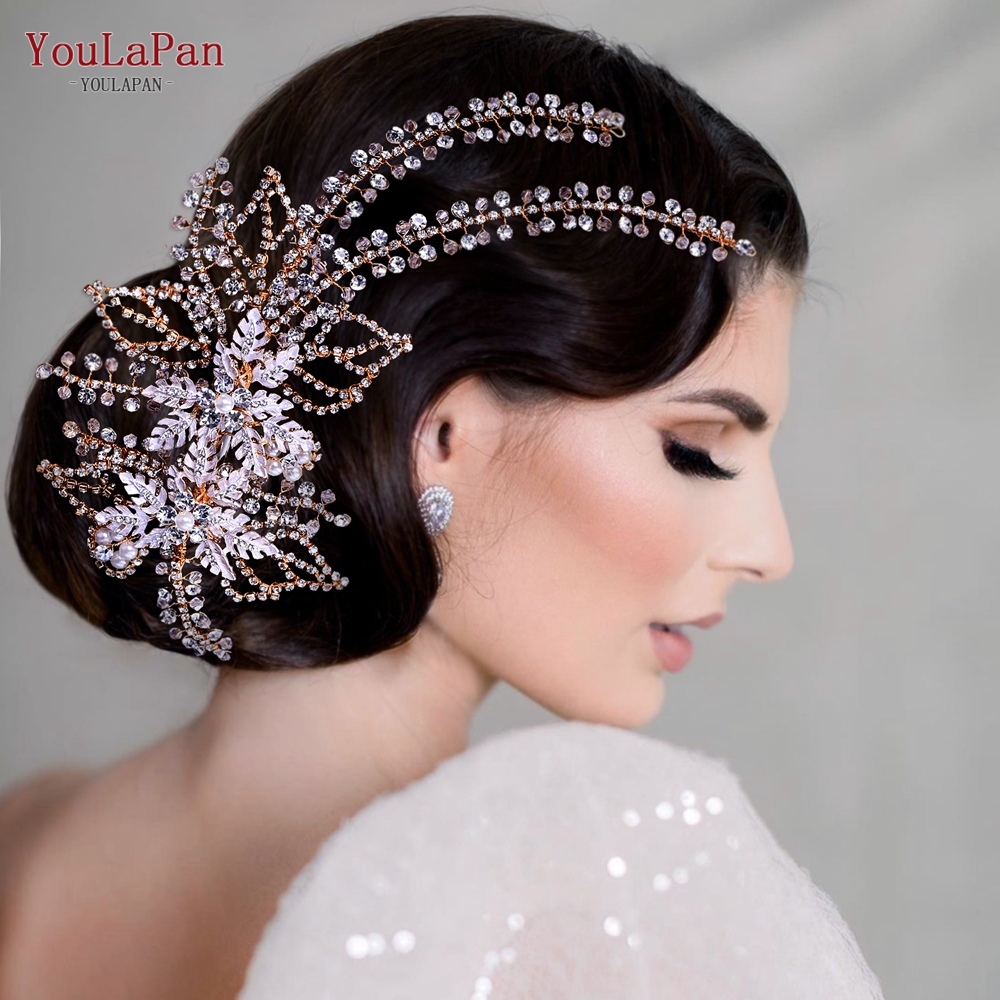 YouLaPan, accesorios para el cabello de boda, Tiara de diamantes de imitación, tocado de novia, corona para desfile, pinza para el cabello para mujer, horquilla nupcial para HP254