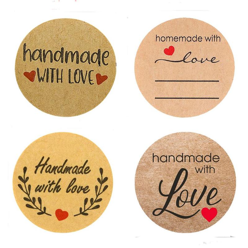 Handmade Love Stickers Packaging Writing Stickers Round Decorations Labels 1inch 500pcs W1T6