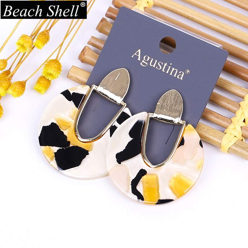 Acetate earrings acrylic bohemian resin jewelry statement geometric women korean dangle trendy summer gold cc