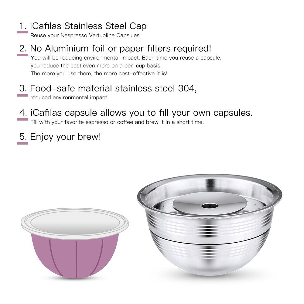 RECAFIMIL Wiederverwendbare Kapsel Für Nespresso Vertuo Nächsten Kaffee Filter Espresso Vertuoline Barista Accesorios Stahl Schote Große Tasse