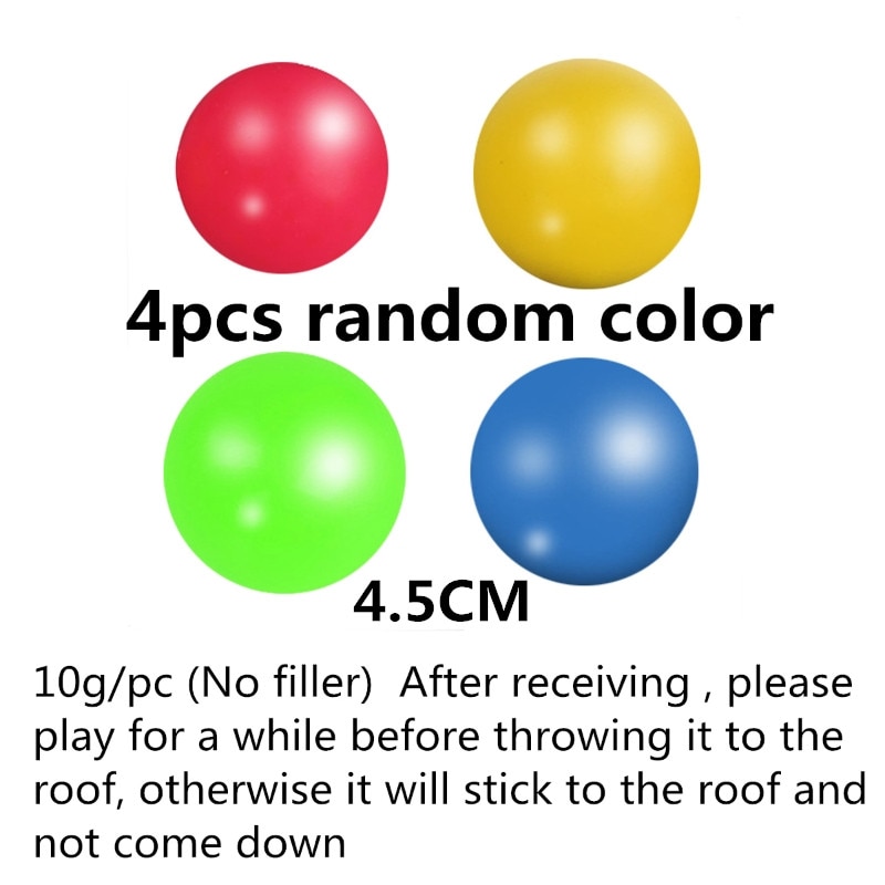 4Pc Tpr Decompressie Bal Kleverige Squash Bal Zuig Decompressie Speelgoed Kleverige Doel Bal Kinderen Speelgoed Reactievermogen: 4 random color