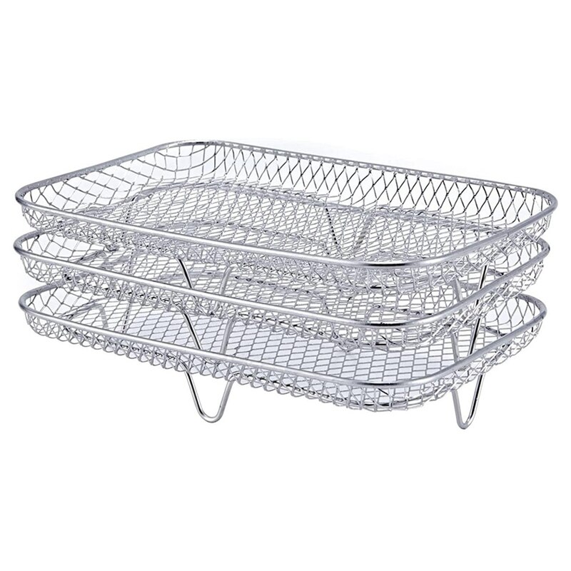 Multi-Layer Air Fryer Rack for Dual Air Fryers, Double Basket Air Fryers Dehydrator Racks for Ninja Foodi DZ201 DZ100