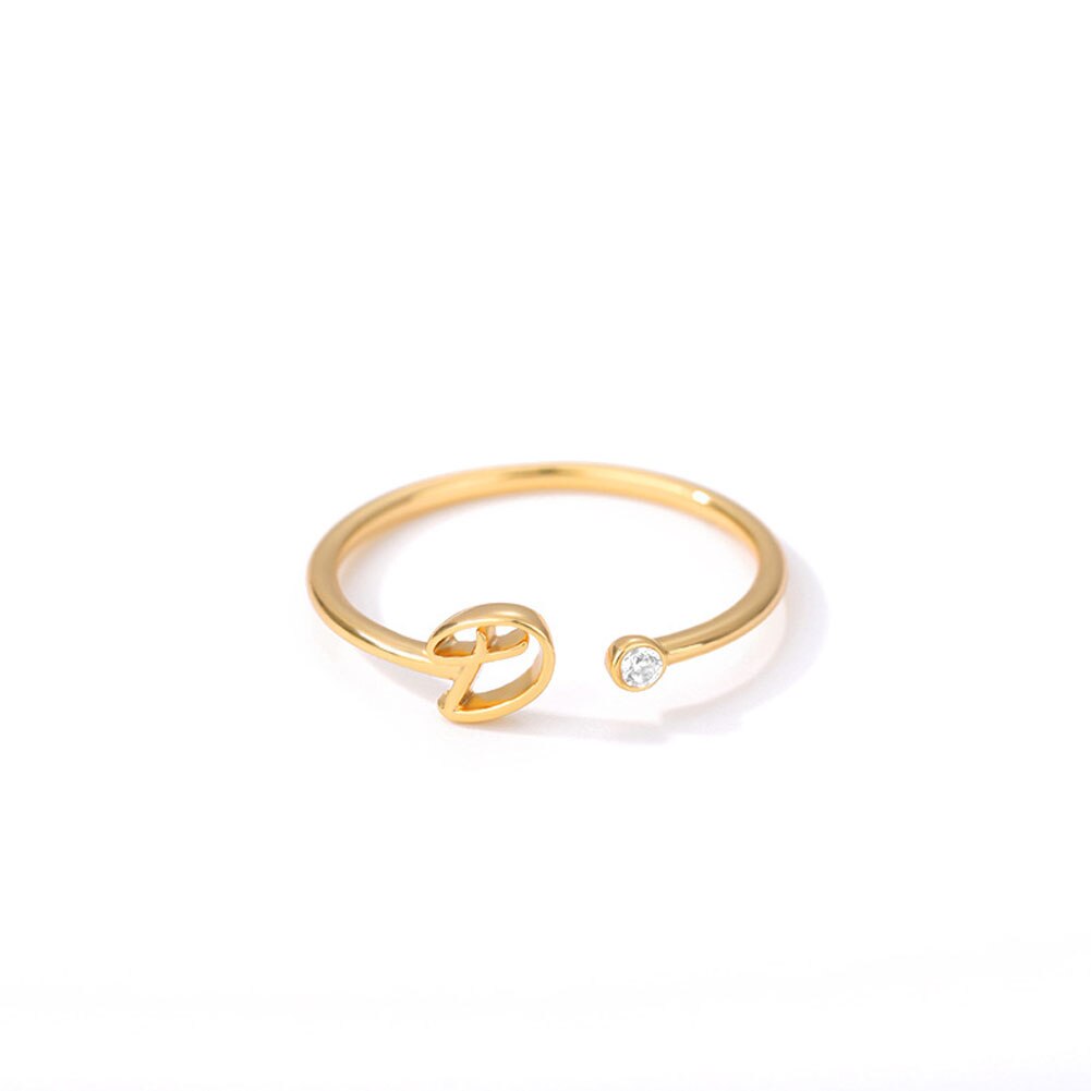 Rvs A-J 10 Brieven Ringen Voor Vrouwen Tiny Wedding Ring Alfabet Crystal Initial Ringen Vinger Sieraden Accessoires: 4
