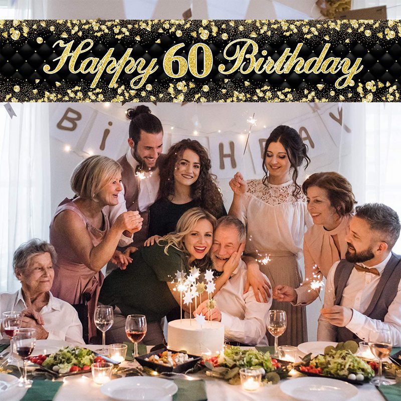 Alles Gute zum 60. Geburtstag Hintergrund Hintergrund Banner für Mann Frau Ballon Tür Vorhang 60 Jahre Jahrestag 60. Geburtstag Party Dekor