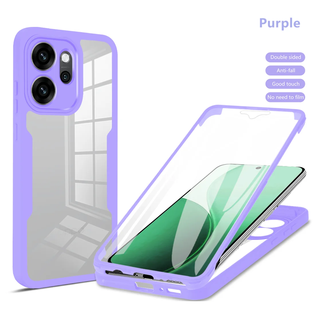 Funda protectora de cuerpo completo a prueba de golpes para OPPO Reno 14F 14 Pro Reno14 F 5G, funda protectora de pantalla, Coque Fundas: Morado / Oppo Reno 14