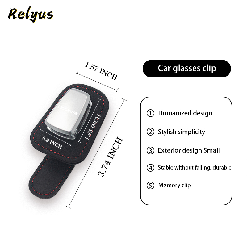 Suede Car Sun Visor Sunglasses Holder Eyeglass Holder Glasses Storage Clip For Skoda Octavia 1 2 3 4 RS A5 A7 Car Accessories