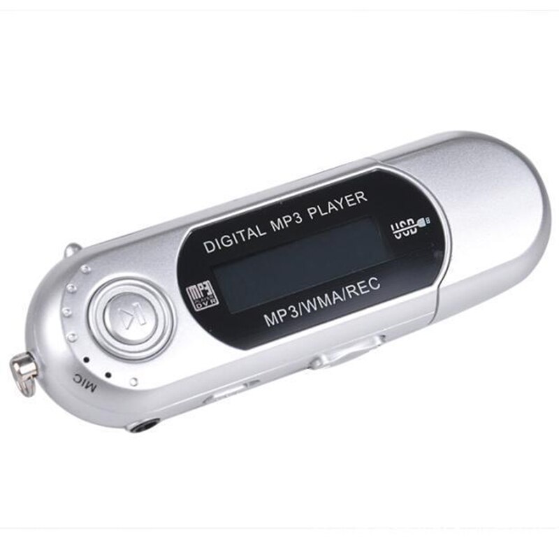 Populaire Leuke MP3 TF Card Spelers USB 2.0 Flash Memory Stick LCD Memory Stick Mini Sport MP3 Muziek Speler met FM Radio: Zilver