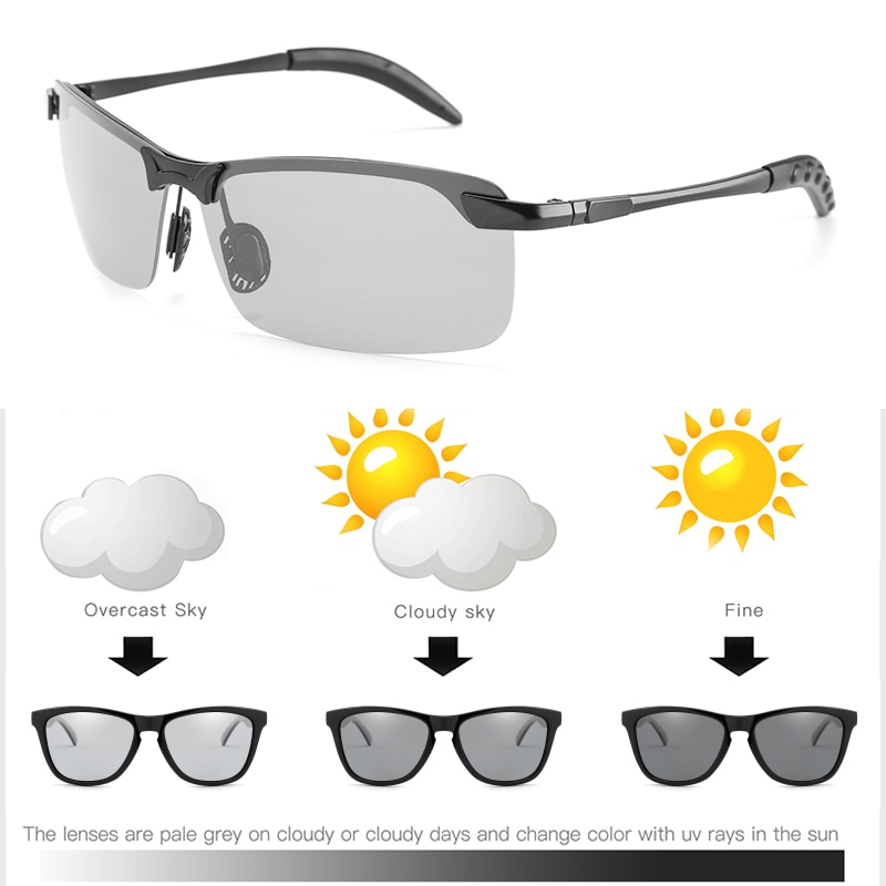 Gafas de sol fotocromáticas polarizadas para hombre, lentes de sol deportivas polarizadas, cambio de Color, gafas de conducción UV400 11-KPBS3043PO