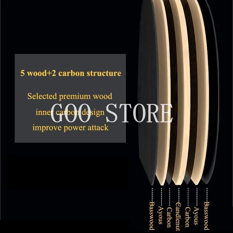 LOKI 6 Star Sticky Table Tennis Racket 7 ply Carbon Blade PingPong Bat Pimples in Ping Pong Paddle for Fast Attack