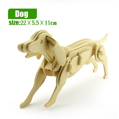 Holz spielzeug dinosaurier tiere dreidimensionale modell montiert holz puzzle spielzeug 3D DIY für baby kinder pädagogisches puzzles: Dog