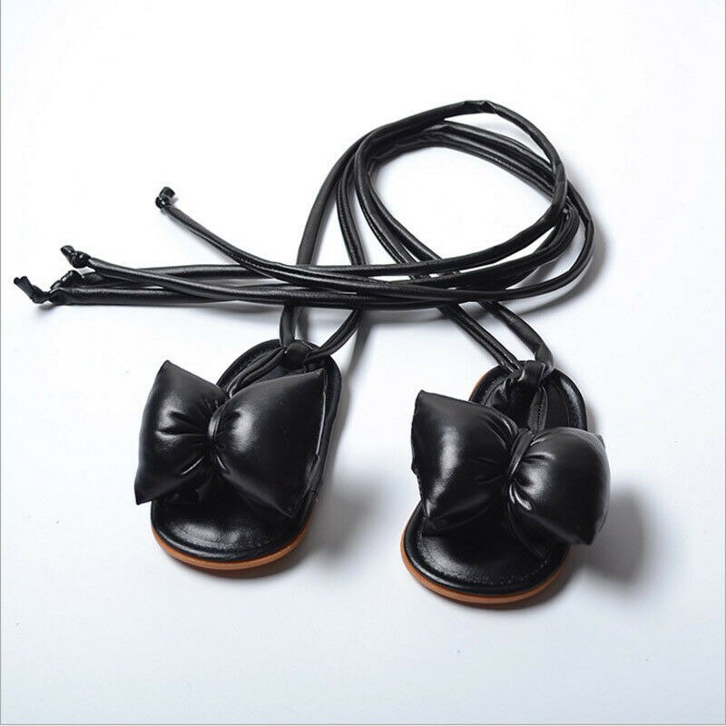 Verkoper Baby Girl Soft Sole Sandalen Peuter Baby Kinderen Zomer Effen Schoenen Strik Strap-on Sandaal Klompen leuke Mode