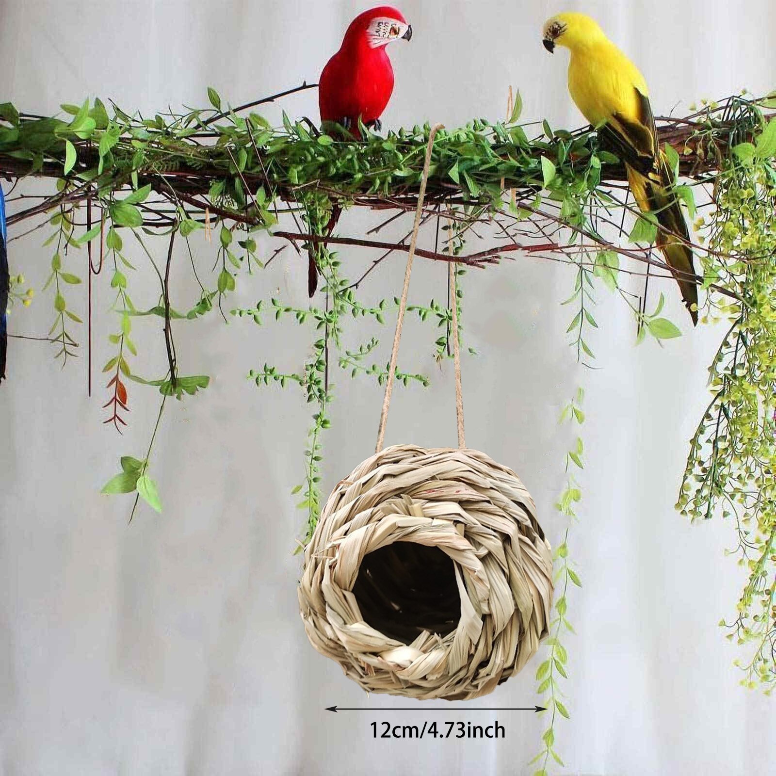 Birds Nest Bird Cage Natural Grass Cage Bird House Outdoor Decorative Weaved Hanging Parrot Nest Houses Pet Bedroom For Garden