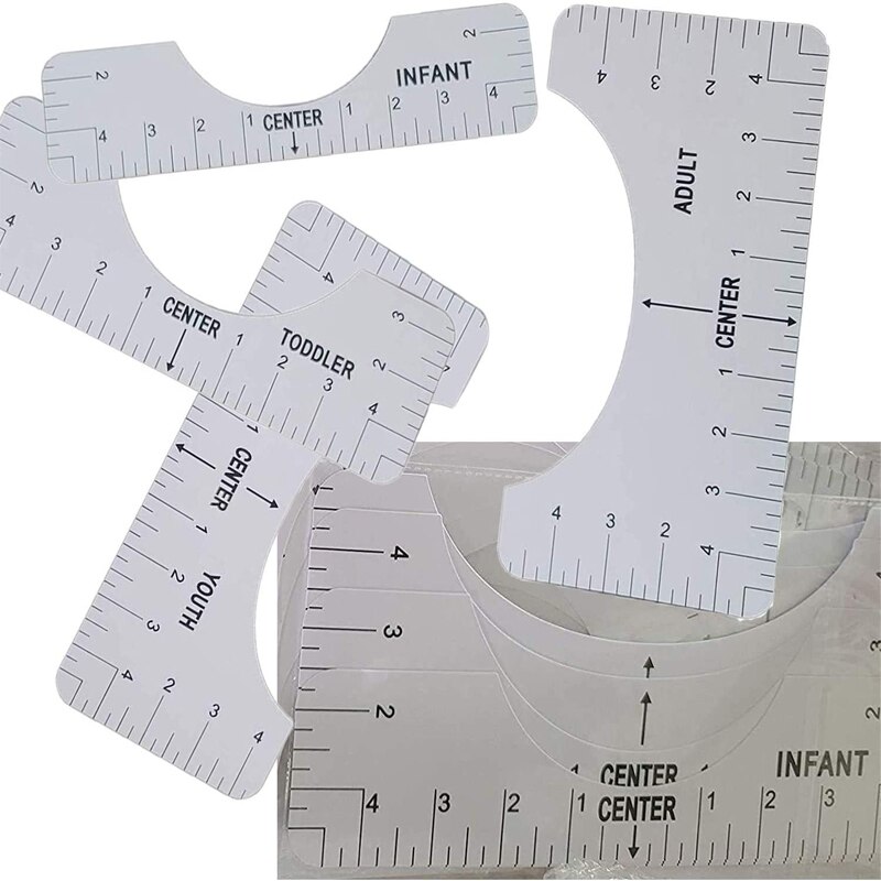 4PCS/SET Tshirt Ruler Acrylic T-Shirt Ruler Guide To Center Designs for Vinyl HTV Alignment Tool
