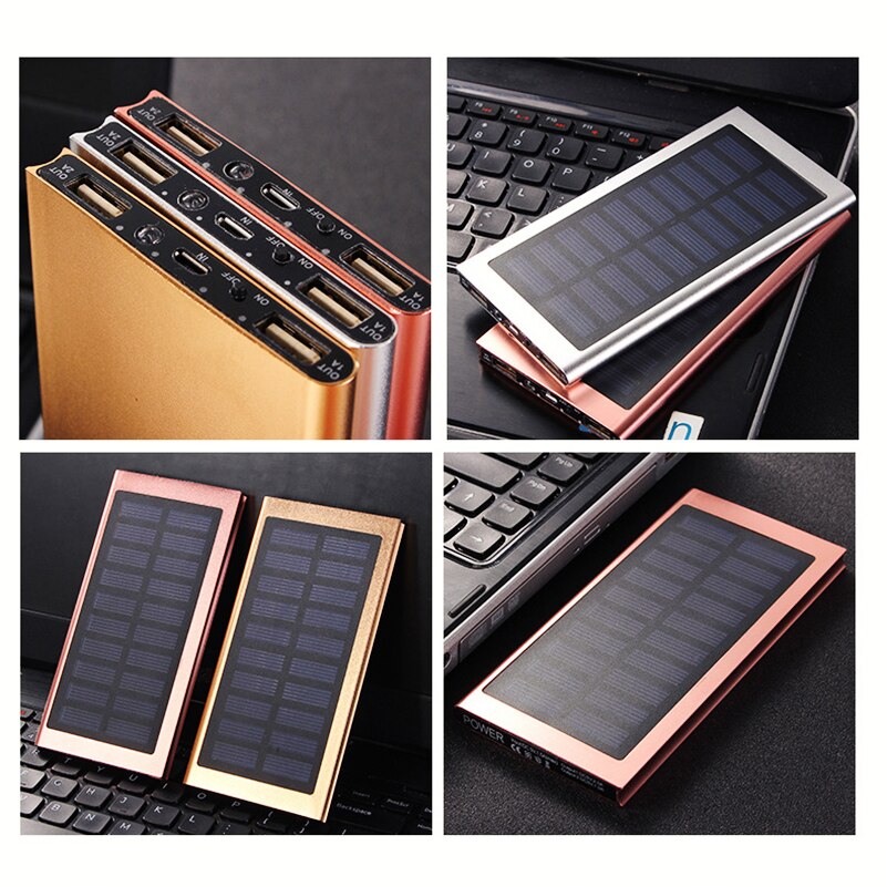 Slim 20000 Mah Solar Power Bank Draagbare Lader Ultra-Dunne Polymeer Powerbank Externe Batterij Power Bank Voor Xiaomi iphone