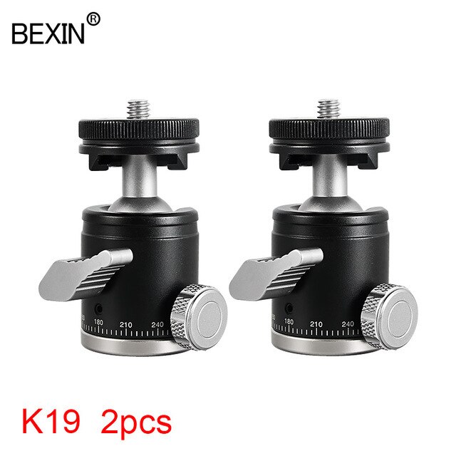 Bexin mini ball head monopod ball head tripod gimbal 360 panorama head with hot shoe base mount adapter for dslr camera flash: K19 2 pcs