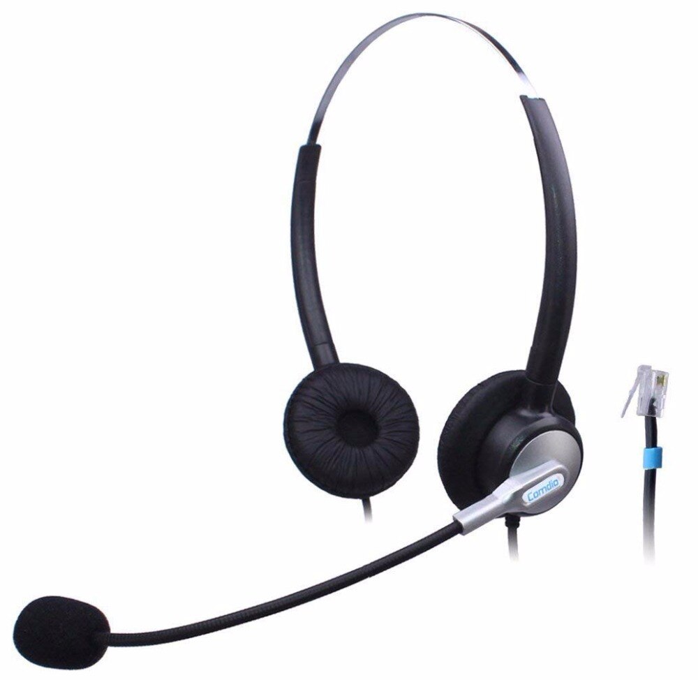 Wantek Call Center Telefoon Headset, RJ11 Headsets met Ruisonderdrukking Microfoon voor Plantronics M22 MX10 Vista Modulaire Adapters