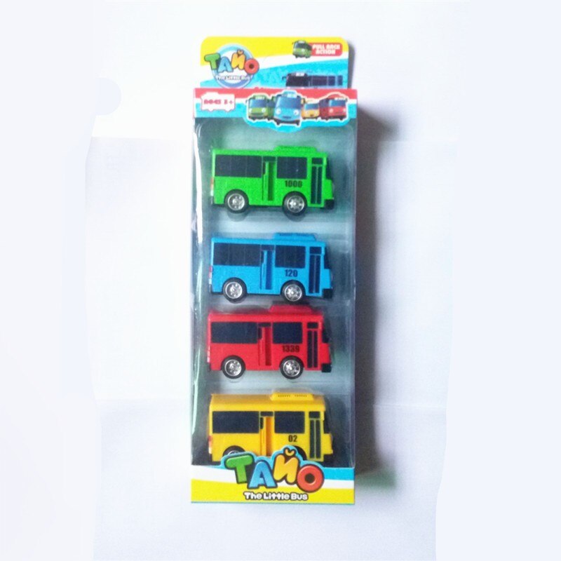 4pcs Coreano Del Fumetto Tayo il Piccolo Bus Garage Oyuncak parcheggio Modello mini di Plastica blu Tayo Bus per I Bambini brinquedo regalo Auto: 4pcs