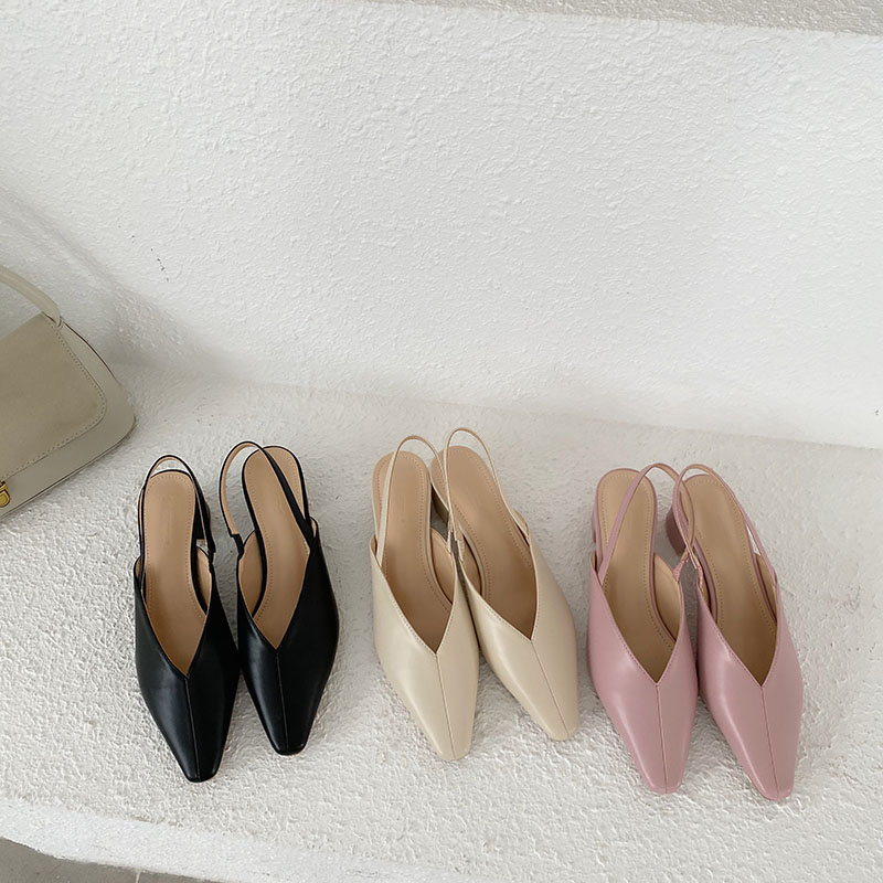 Monmoira dikke sandalen met hak en slingback, dames, effen v-hals, slippers, vintage vierkante neus, damesschoenen  b0312