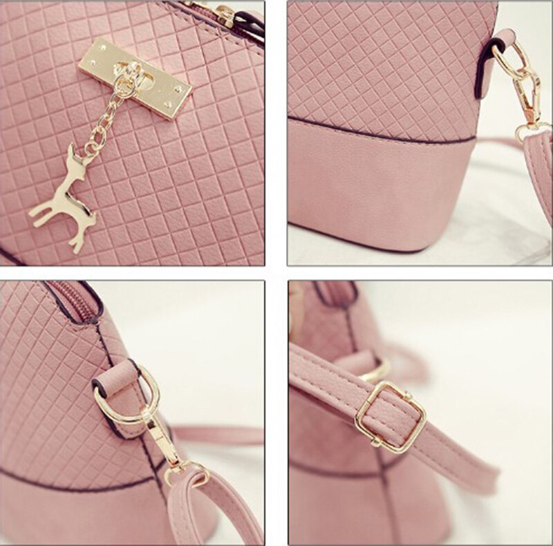 Lns damestassen pu leer zacht gezicht damestas wilde schoudertas messenger bag gewatteerde schelp tas hanger schattig hert