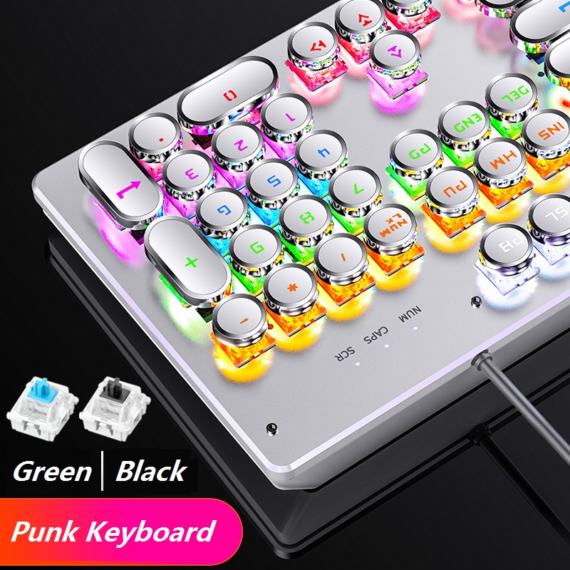 2 in 1 Sets Swap Keyboard Mouse 104 Keycaps RGB Mechanical Keybaord with 3200DPI Macro Wired Mouse for Notebook Desktop PC