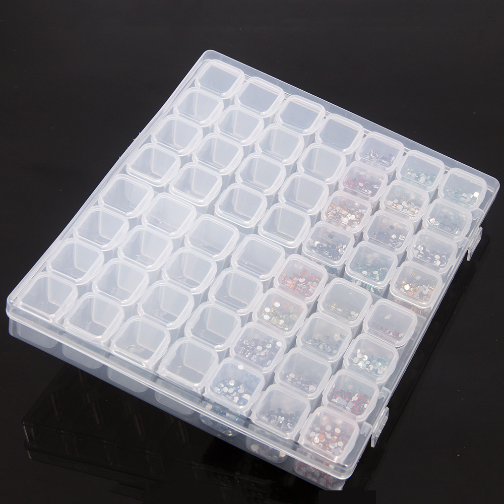56 Grids Aparte Slots Lege Opbergdoos Clear Nail Art Rhinestones Diamant Schilderen Gereedschap Kralen Weer Storage Case Organizer