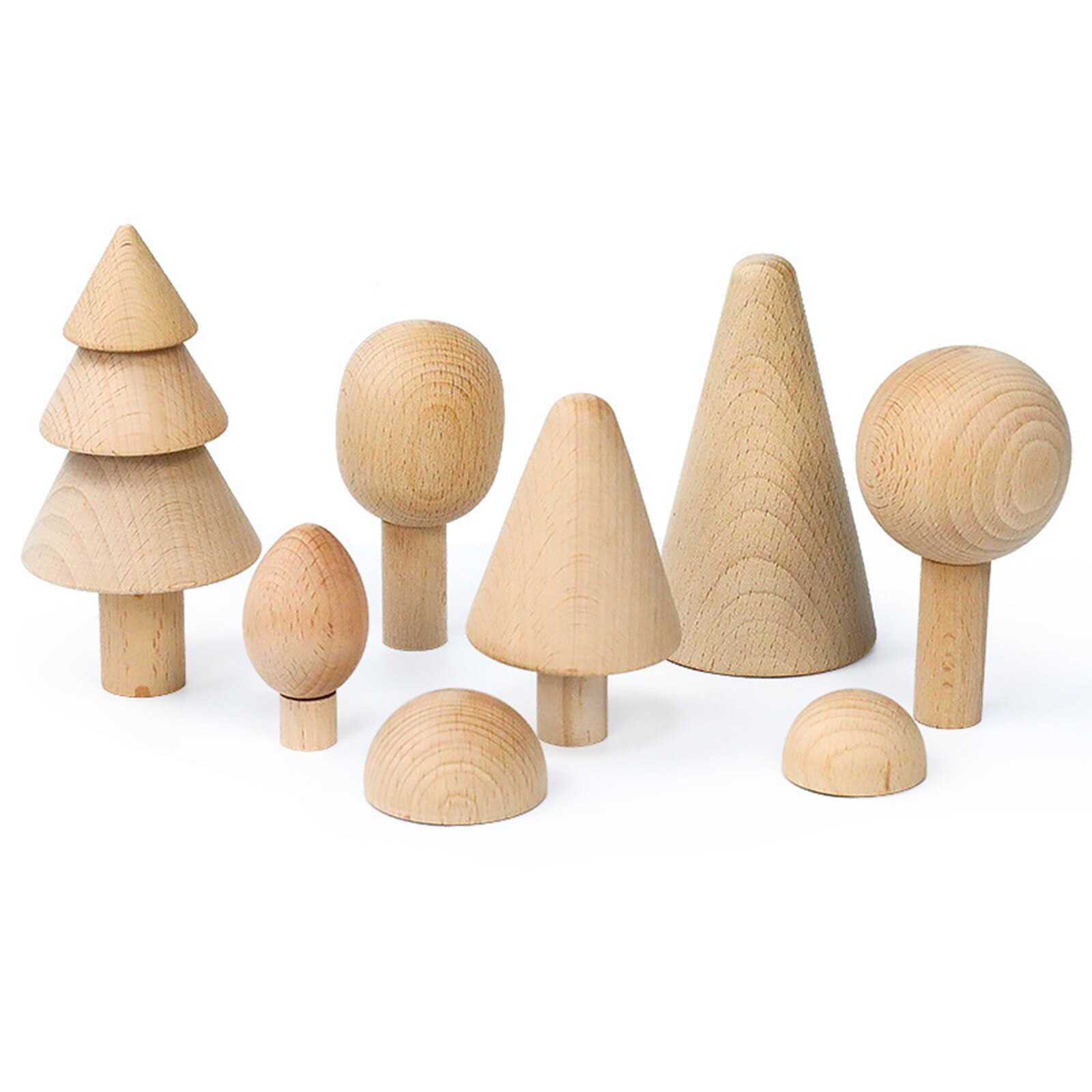 7x Hout Blokken Boom Vorm Stapelaar Game Baby Educatief Fun Speelgoed Home Decor: WOOD