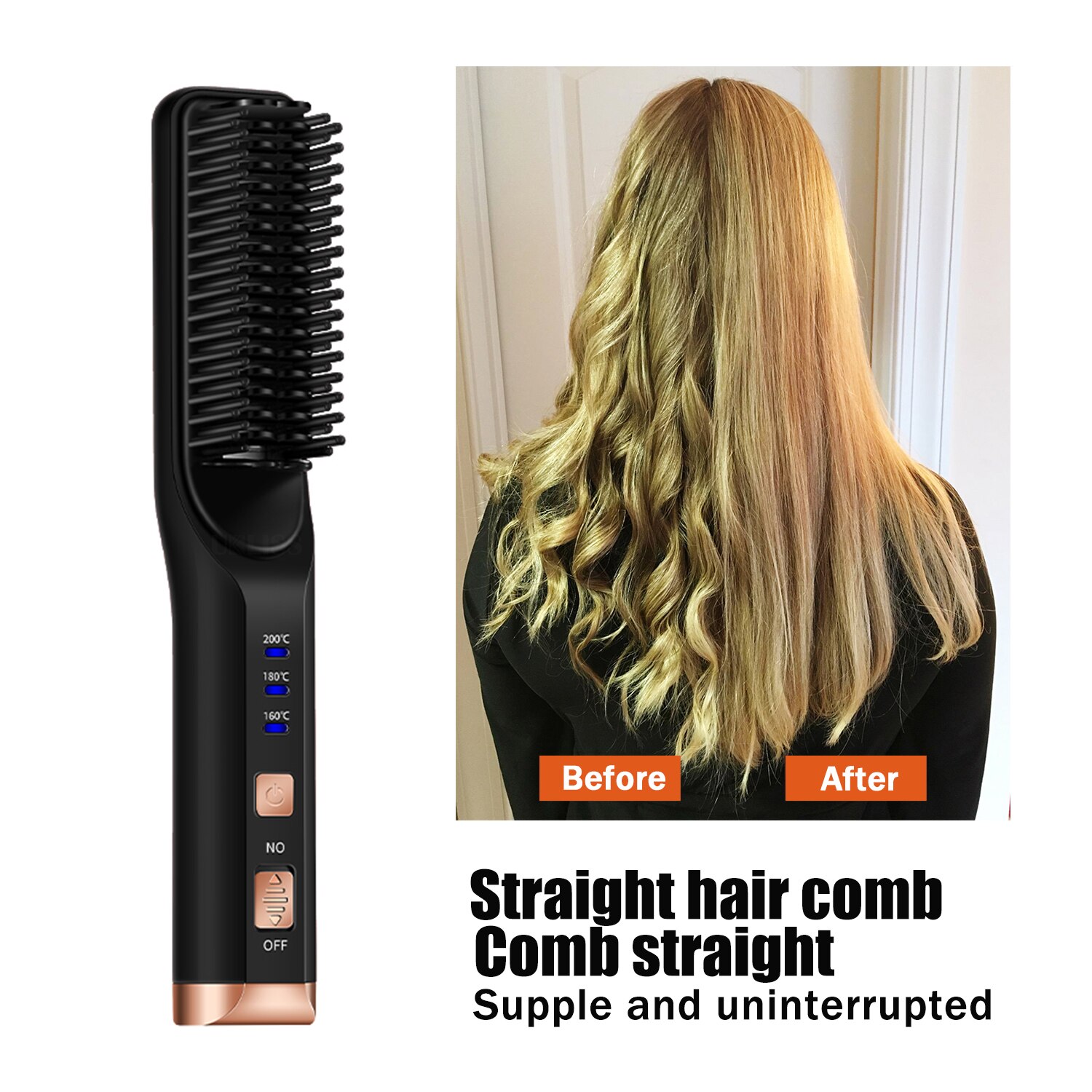 Newly Wireless Hair Straightener Brush Styler Mutilfunction Eletric Hair Straightener Comb Protable USB Rechargeable Flat Iron