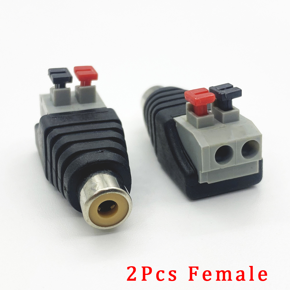 2 stks/partij RCA Audio Speaker Connector RCA Stekker Vrouwelijke Jack Draad Soldeervrije Press-on Lente Terminal Audio AV kabel Adapter: Donkergrijs