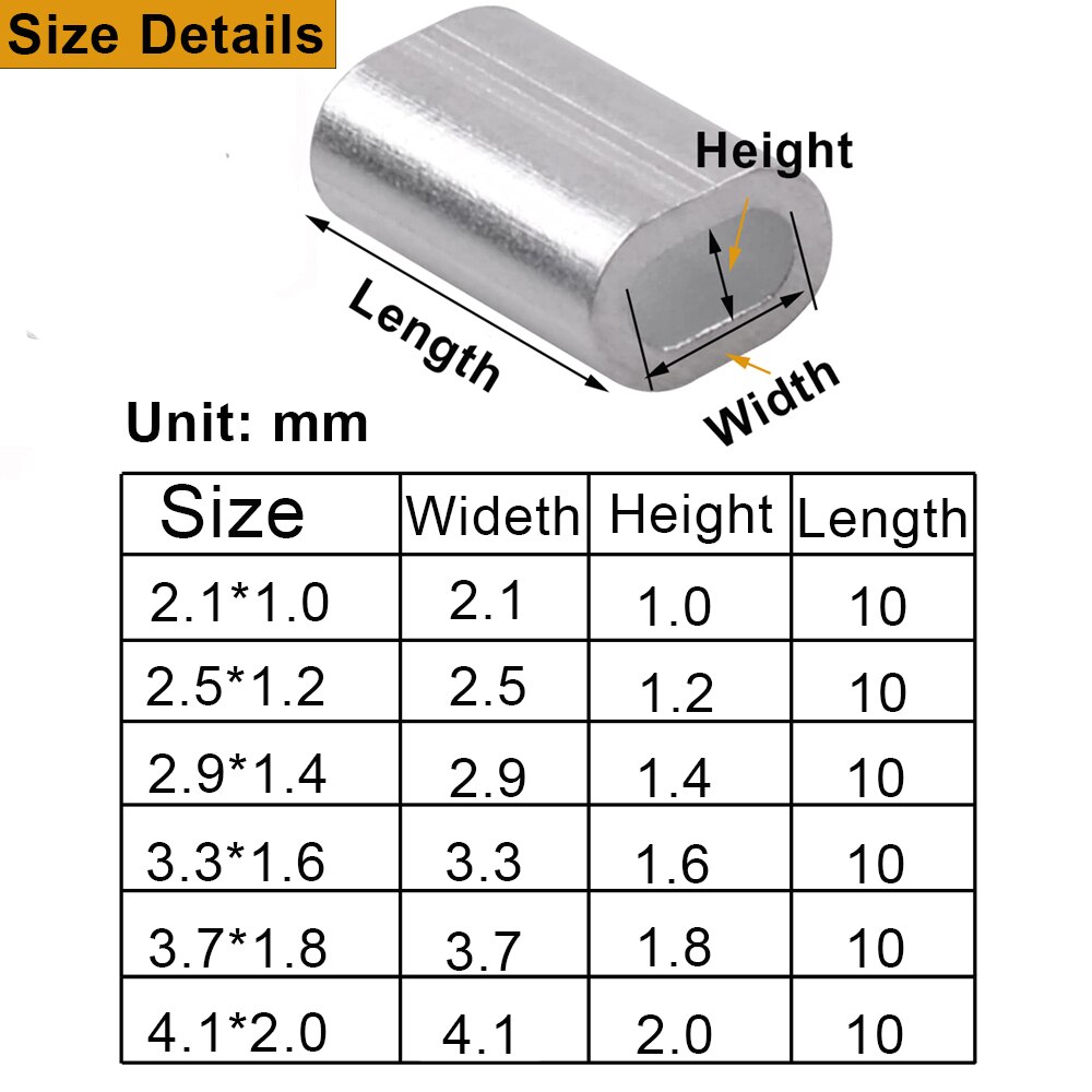 Manguitos de engaste de aluminio para pesca, conector de cable de tubo de engarce duradero para accesorios de línea de pesca, 500 piezas