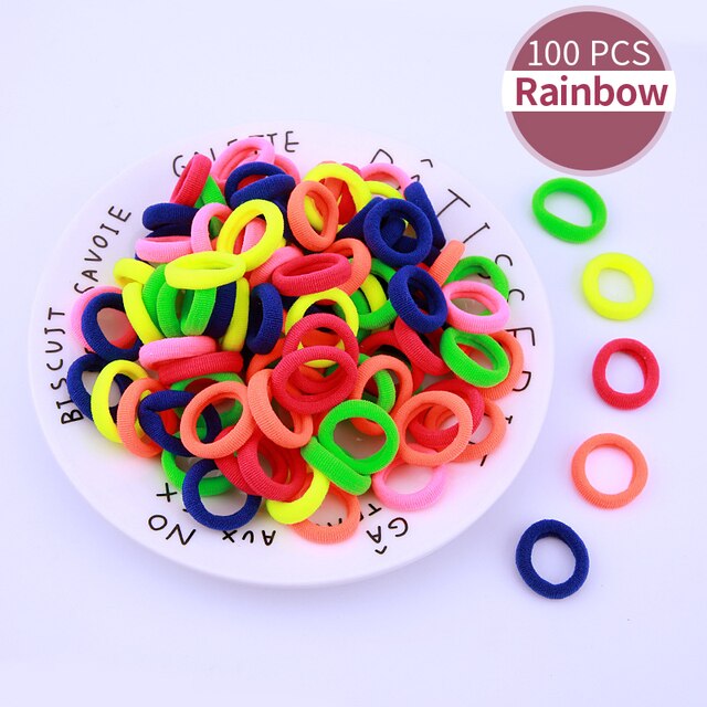100pcs bebê meninas colorido pequeno elástico faixas de cabelo crianças titular rabo de cavalo faixa de borracha mini acessórios de cabelo: SFS0002