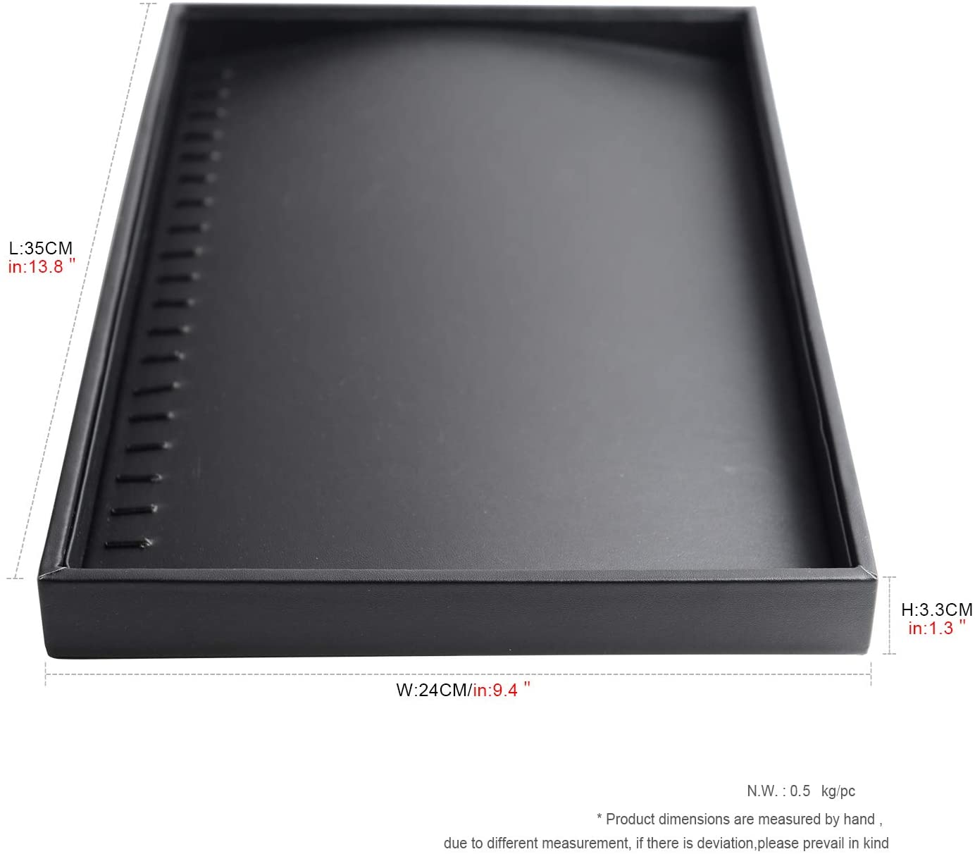 Black Leather Jewelry Display Flat Tray Perfume Accessories Trinket Watch/Earring/Ring Storage Organizer