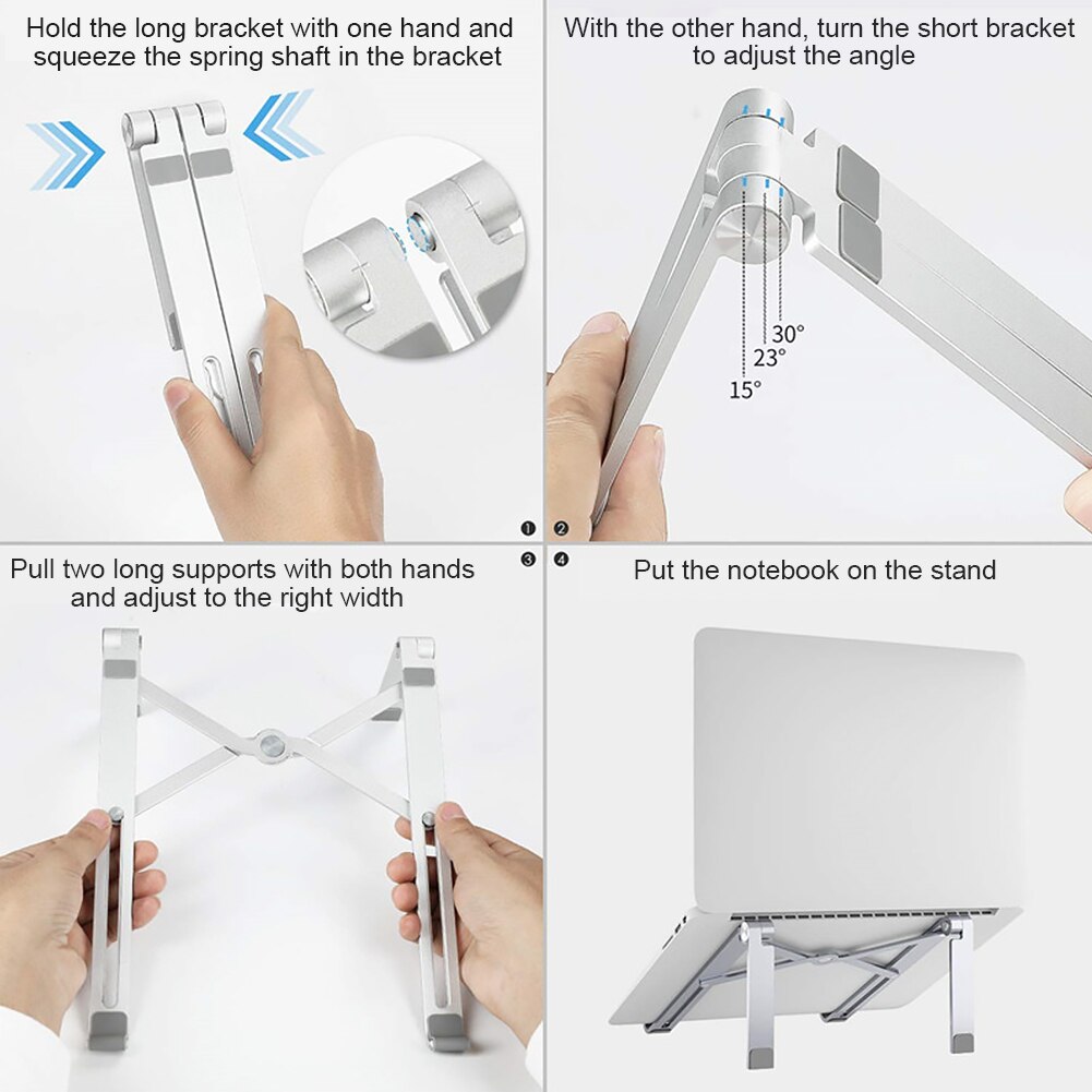 Non Slip Ventilated Home Office Heat Dissipation Notebook Laptop Stand Foldable Cooling Adjustable Height Rising Travel Portable