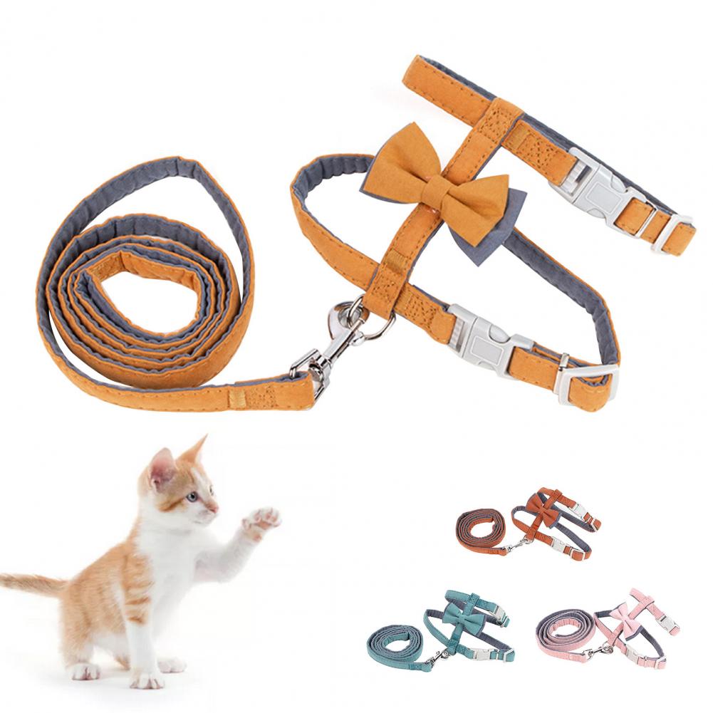 Chest Strap Compact Harness Leash Practical Mild to Skin Adorable Bow Tie Vest Harness Traction Rope