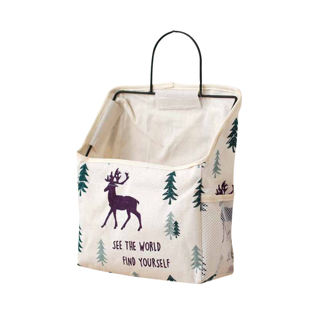 Wall Hanging Storage Bag Book Magazine Phone Holder Pouch Organizer with Hook Jewelry Organizer Home Office Container: Pine Forest