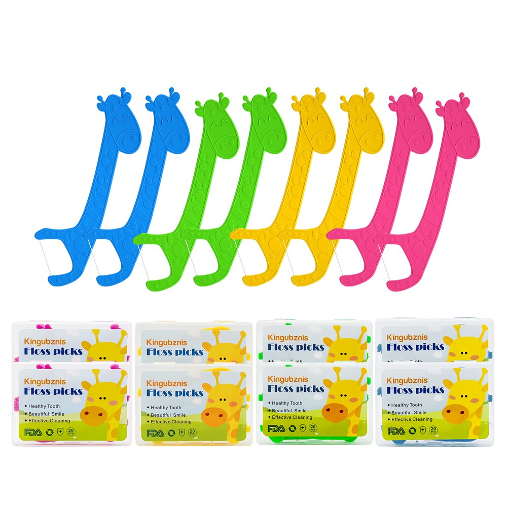 Kingubznis 160pcs Dental Floss For Children Toothpicks With Threads Kids Child Flosser Clean Between Teeth fil dentaire enfant