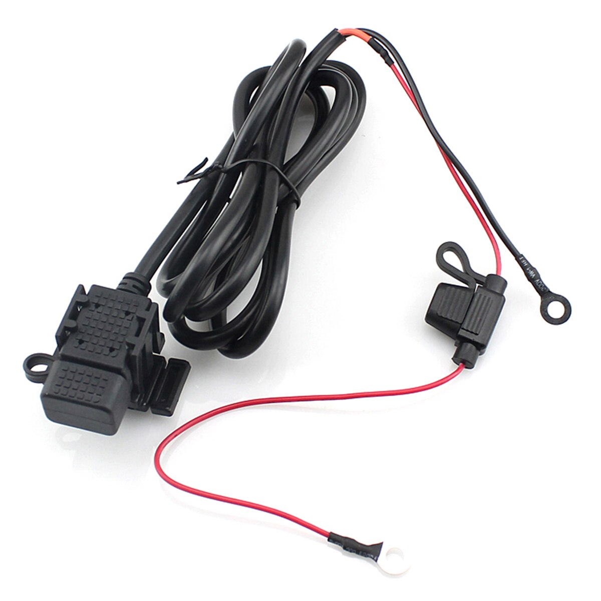 CS-008 Waterproof 12V Car Motorcycle Boat Female Socket Power Plug with 180cm Fuse Connector Wire (Black)